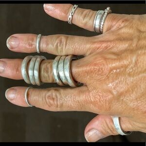 Chunky handmade set of 3 sterling silver rings